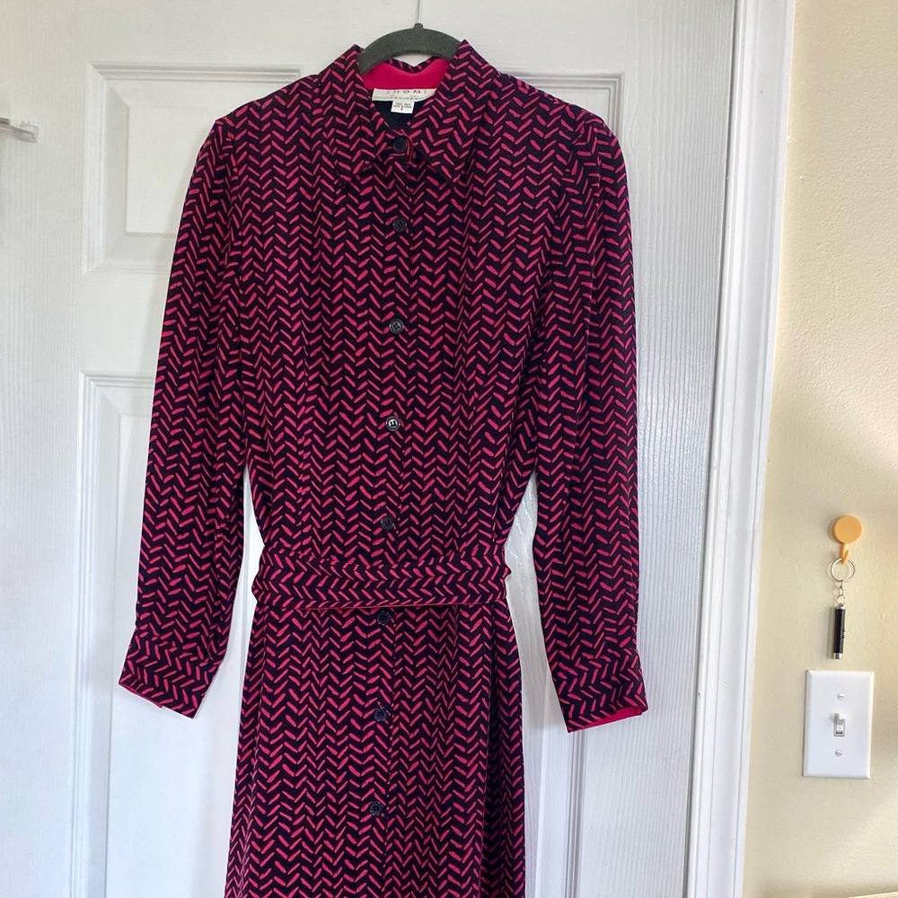 Herringbone Shirtdress (Pink/Black)